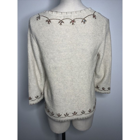 Christopher & Banks Full Zip Up Cardigan Sweater Knitted Oatmeal Size Medium - Picture 12 of 16